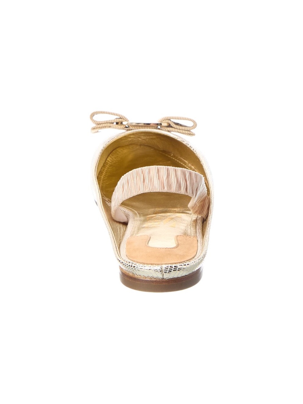 Salvatore Ferragamo Gold Metallic Bow Slingback Flats - Picture 3 of 7